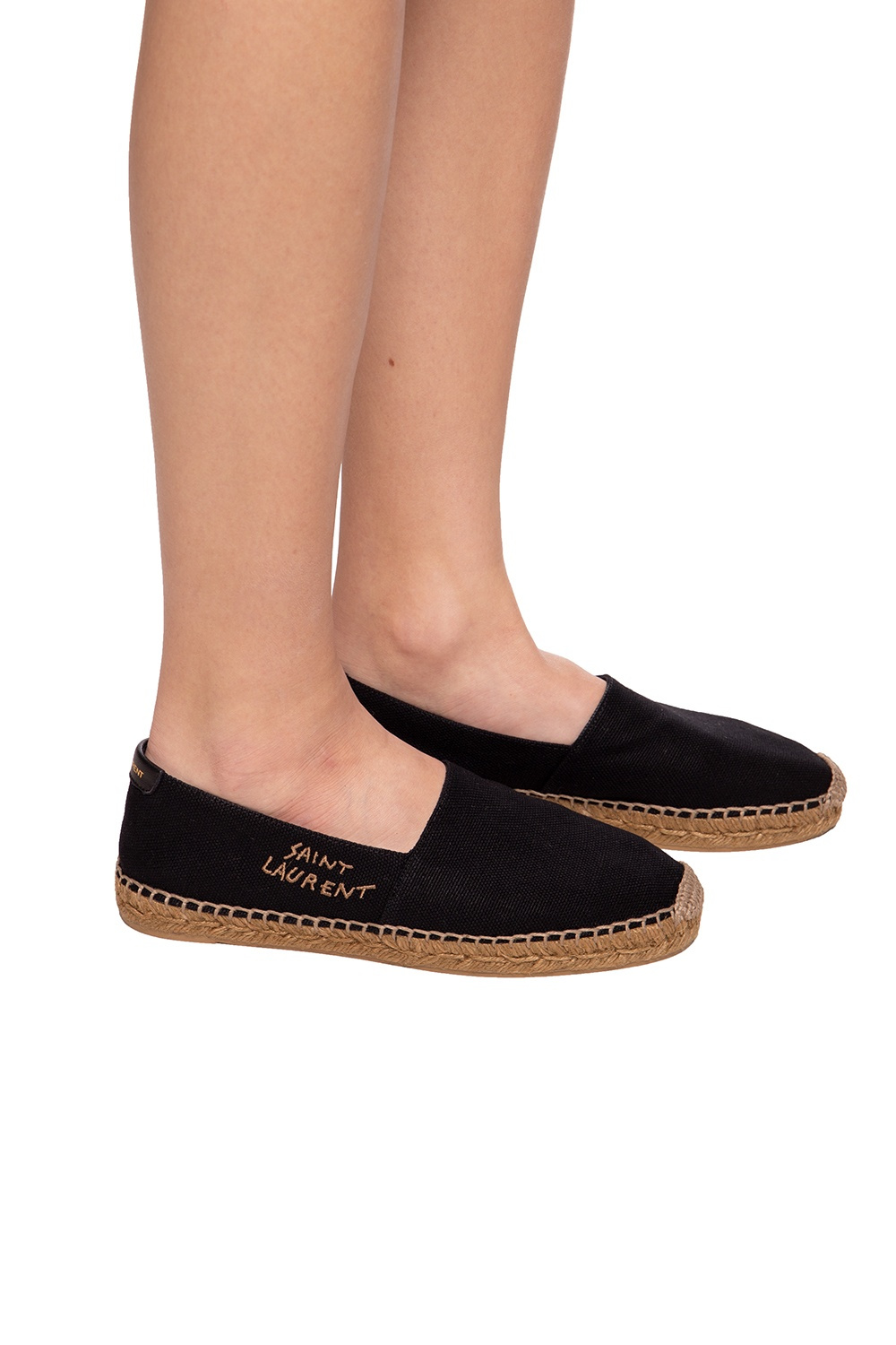 Saint laurent logo 2025 embroidered espadrilles